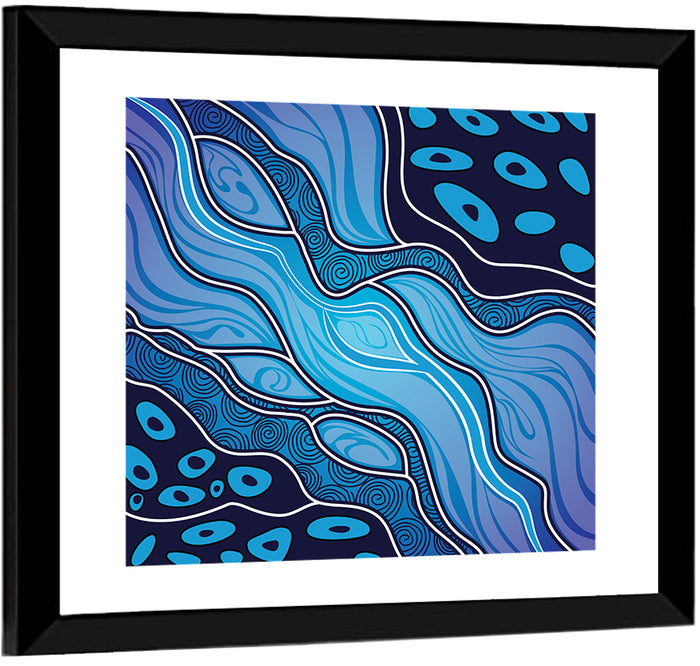 River Flow Vector Painting Wall Art as a framed print