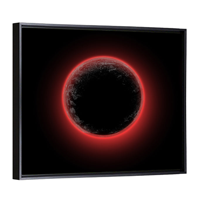 Red Planet Eclipse Wall Art as a framed canvas