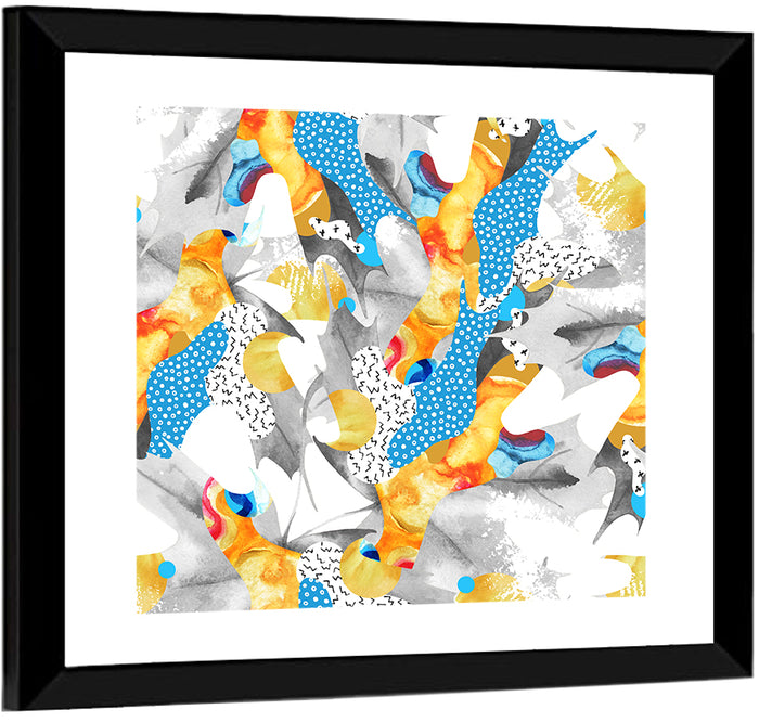 Fluid Leaf Shapes Pattern Wall Art as a framed print