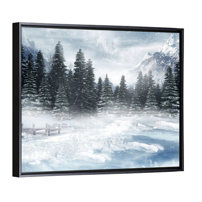 Frozen Lake Wall Art as a framed canvas