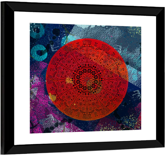 Vibrant Mandala Design Wall Art as a framed print