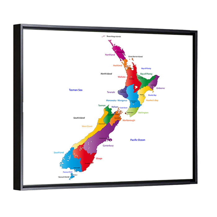 New Zealand Map Wall Art as a framed canvas