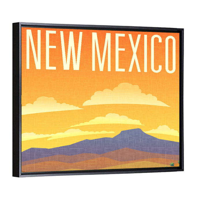 New Mexico Retro Travel Wall Art as a framed canvas
