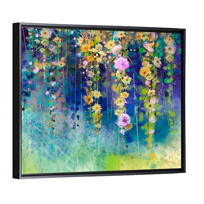 Ethereal Hanging Floral Vines Wall Art as a framed canvas