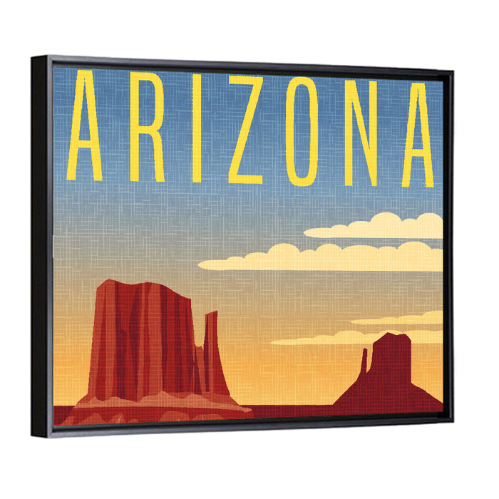 Monument Valley Travel Illustration Wall Art as a framed canvas