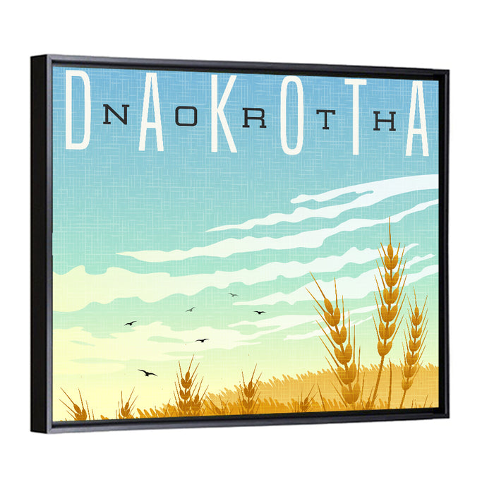 North Dakota Wheat Field Graphic Wall Art as a framed canvas