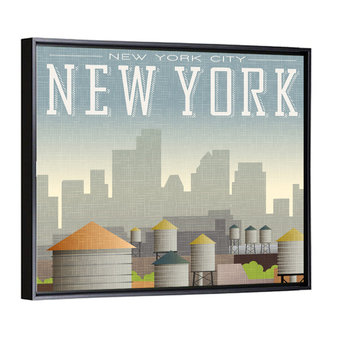 New York Rooftop Skyline Wall Art as a framed canvas