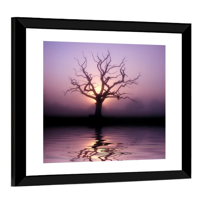Bare Tree at Dawn Wall Art as a framed print