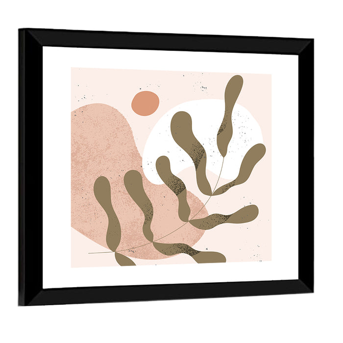 Asymmetrical Botanical Branch Wall Art as a framed print