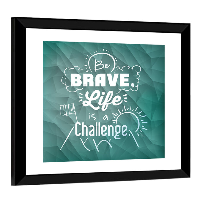 Teal Encouraging Mountain Quote Wall Art as a framed print