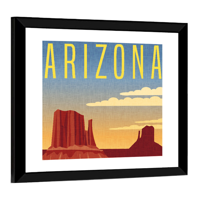 Monument Valley Travel Illustration Wall Art as a framed print