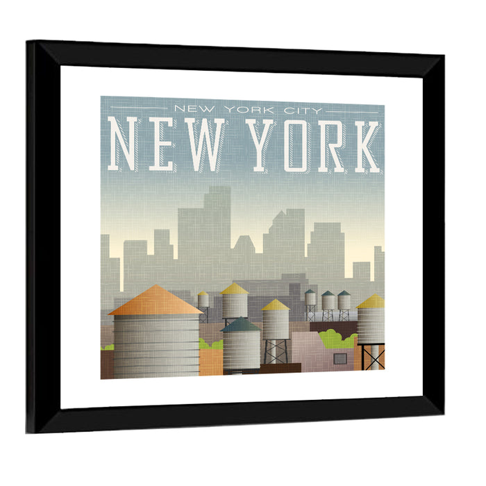New York Rooftop Skyline Wall Art as a framed print