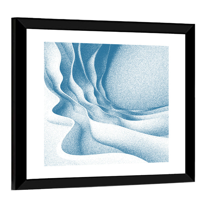 Blue Topographical Waves Wall Art as a framed print