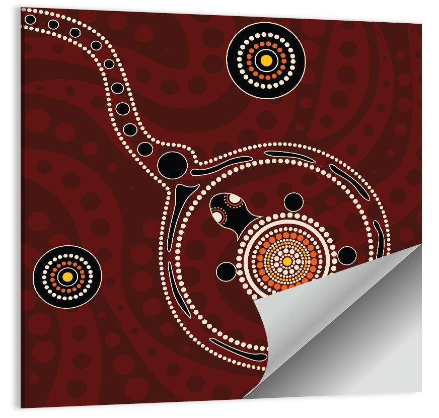Aboriginal Turtle Dot Painting Wall Art