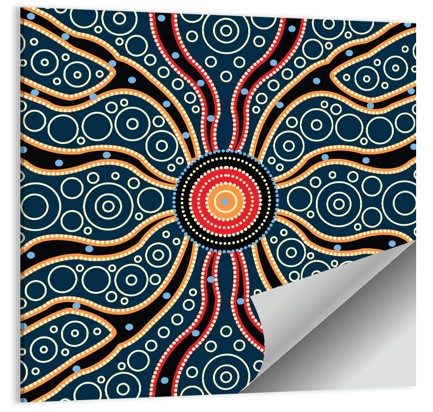 Concentric Dot Sunburst Illustration Wall Art