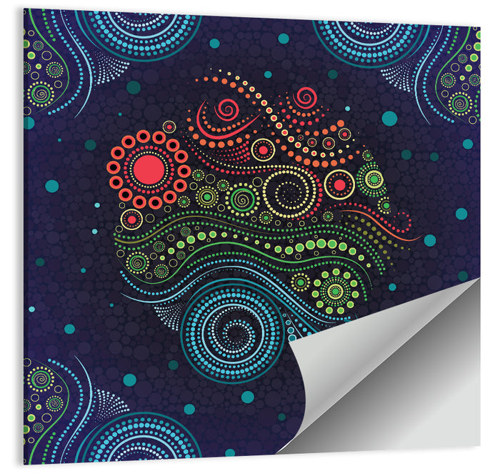 Concentric Floral Dot Illustration Wall Art as a poster print