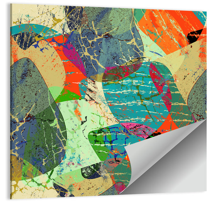 Vibrant Grunge Geometric Collage Wall Art as a poster print