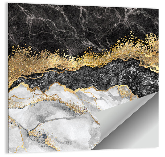 Gold Veined Marble Layers Wall Art as a poster print