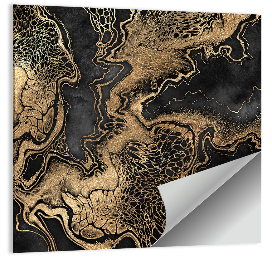 Black Marble with Gold Veins Wall Art
