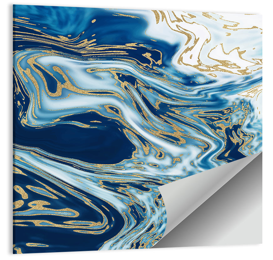 Blue Marble with Gold Veins Wall Art
