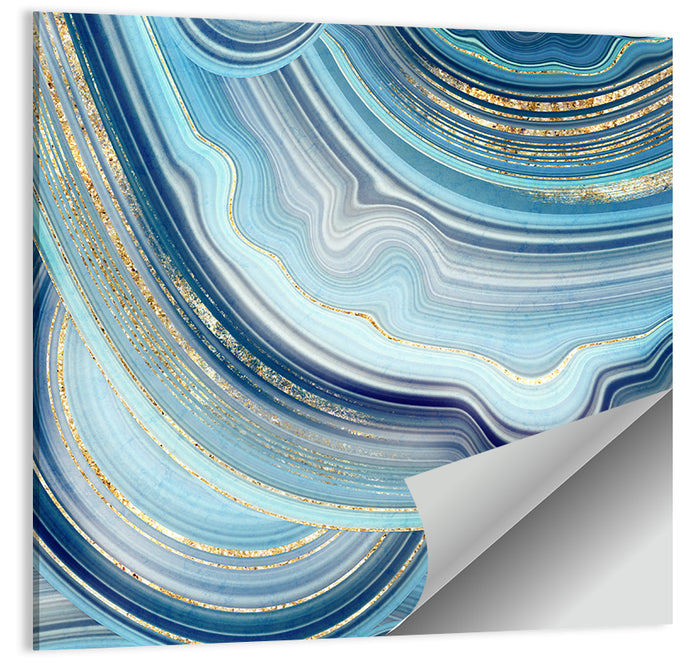 Navy and Gold Agate Slice Wall Art as a poster print