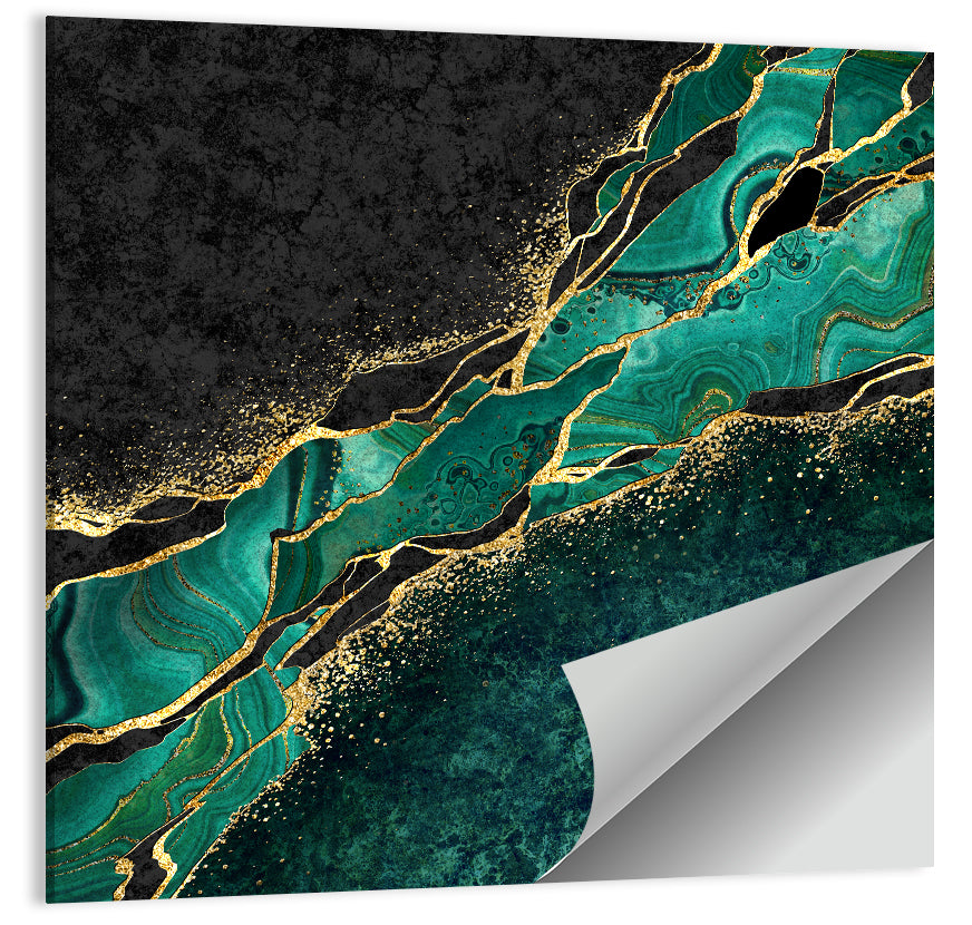 Malachite Marble with Gold Vein Wall Art