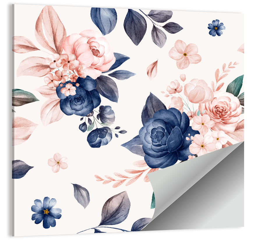 Peach Watercolor Rose Pattern Wall Art