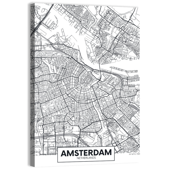Amsterdam City Map Wall Art as a canvas print