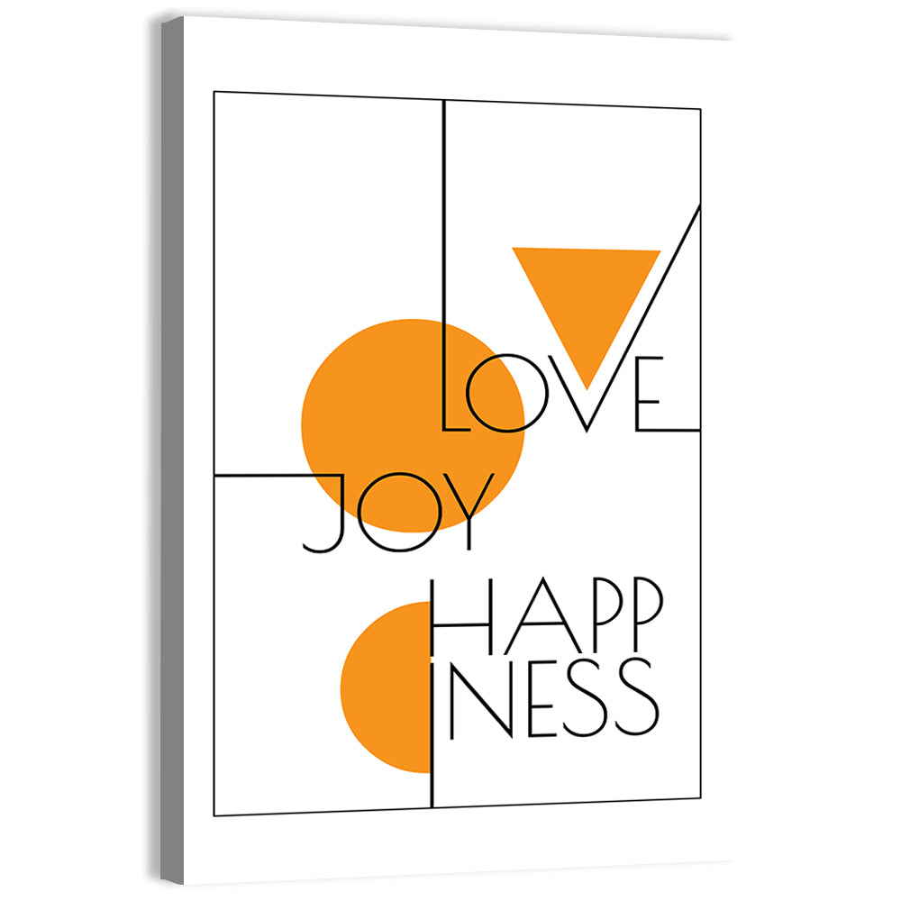 Love Joy & Happiness Quote Wall Art, canvas print, portrait