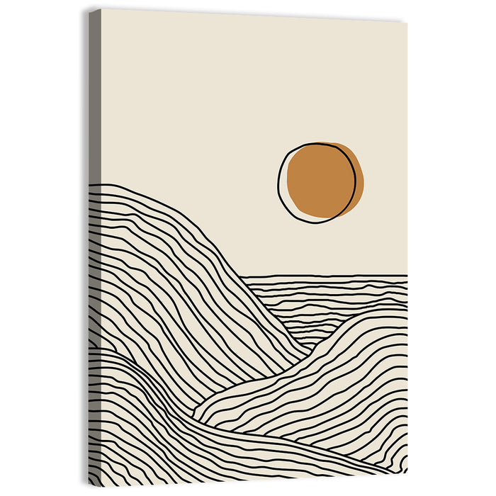 Contour Mountains with Geometric Sun Wall Art as a canvas print