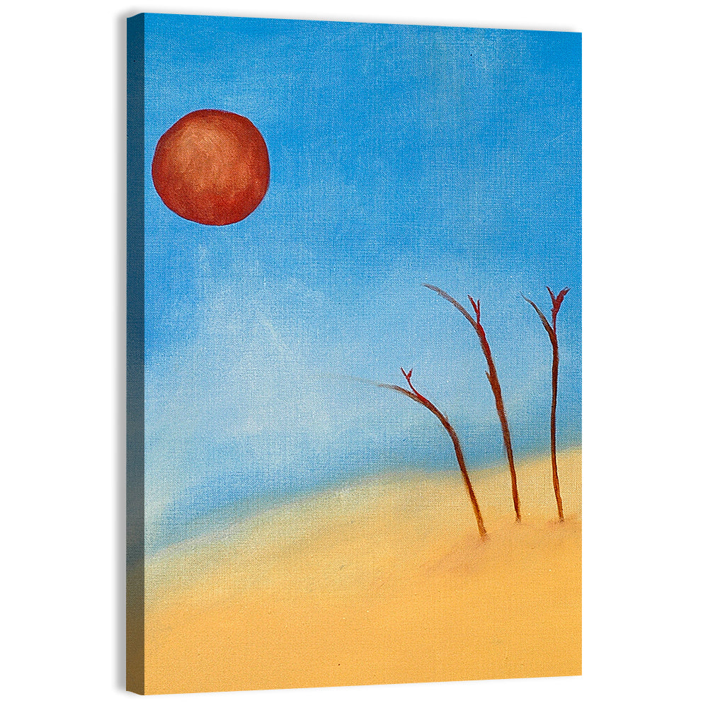 Red Sun Desert Landscape Wall Art, canvas print, portrait