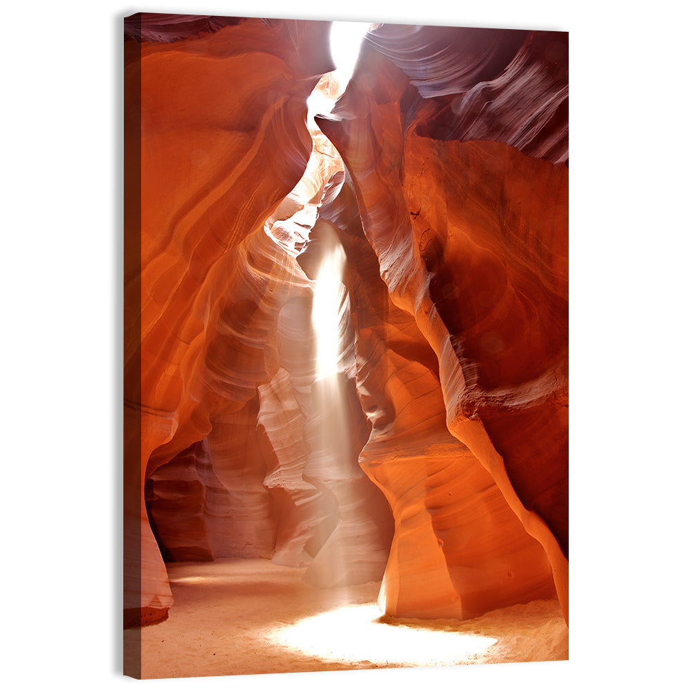 Upper Antelope Canyon Light Beam Wall Art, canvas print, portrait