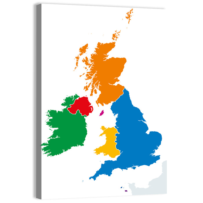 British Isles Multicolor Map Wall Art as a canvas print