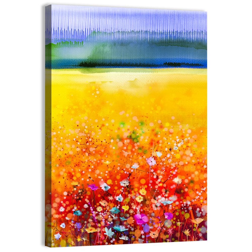Cosmos Meadow Watercolor Wall Art, canvas print, portrait