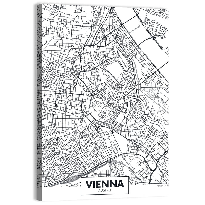Vienna City Map Wall Art as a canvas print