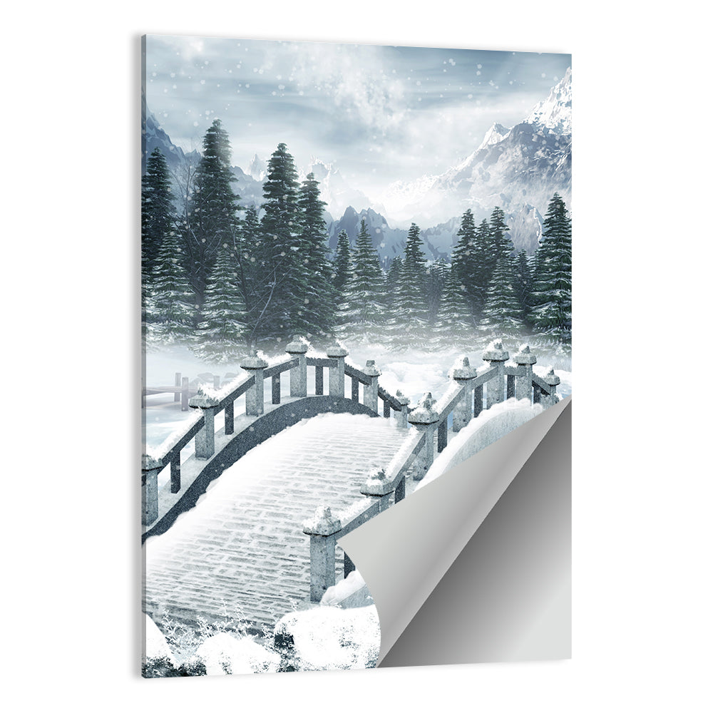 Frozen Lake with Stone Bridge Wall Art