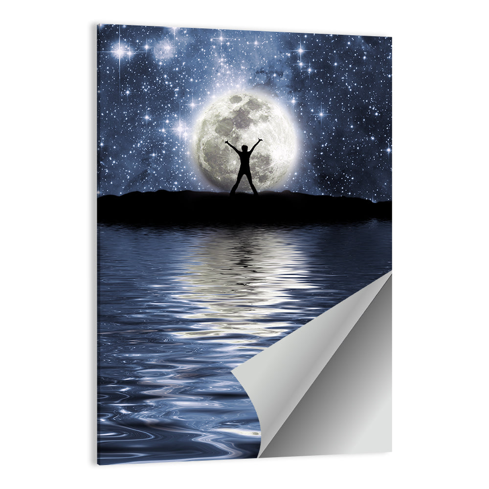 Silhouette Before Full Moon Wall Art