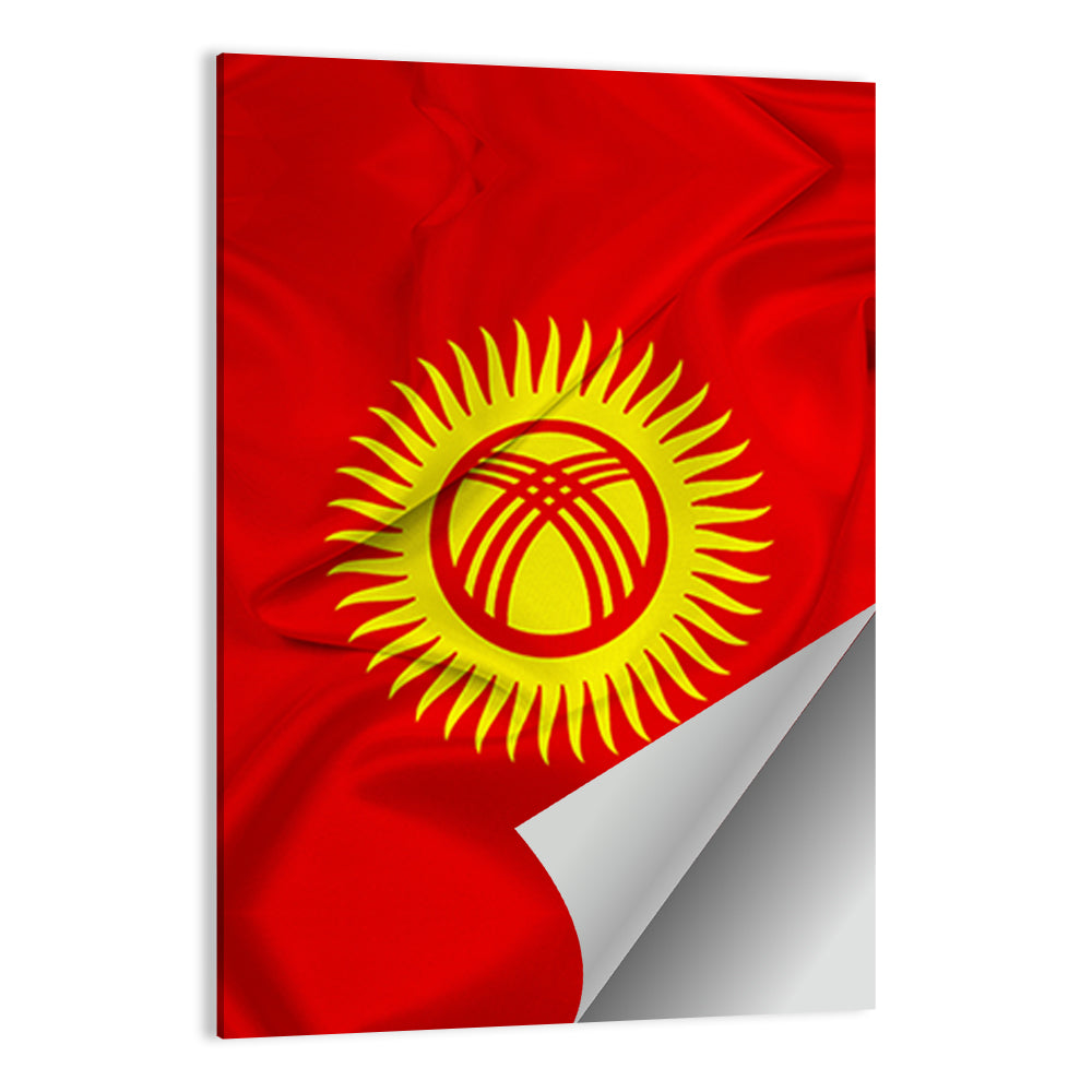 Kyrgyzstan Flag with Tunduk Emblem Canvas Wall Art