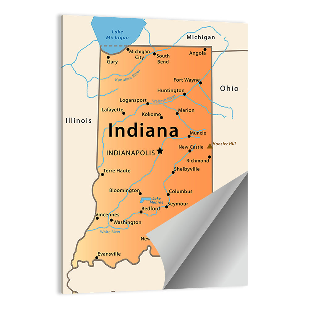 Indiana Map Wall Art