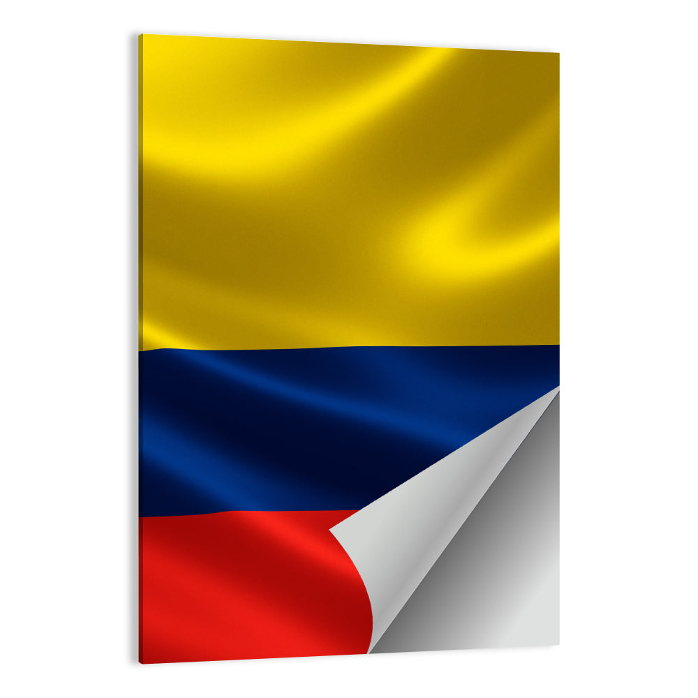 Colombian Flag with Rippling Texture Wall Art