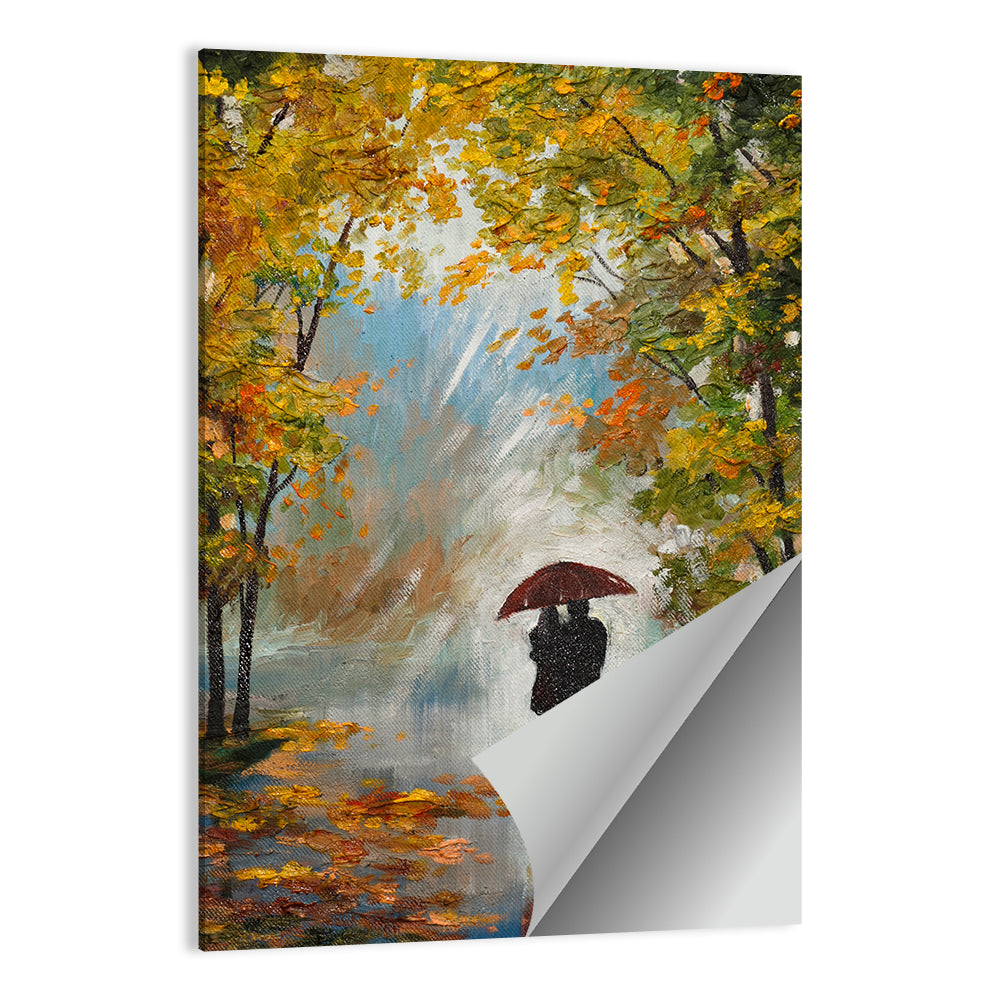 Couple in Autumn Forest Wall Art