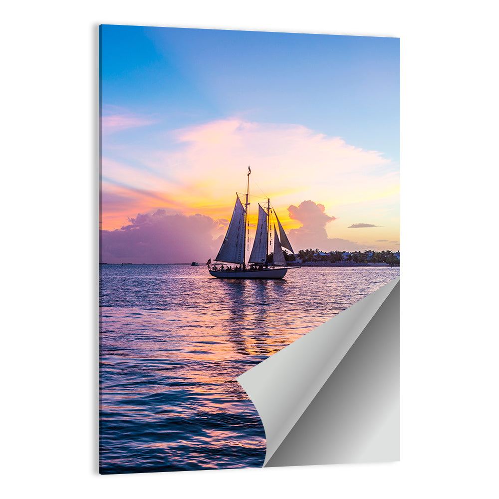 Key West Sailboat at Sunset Wall Art
