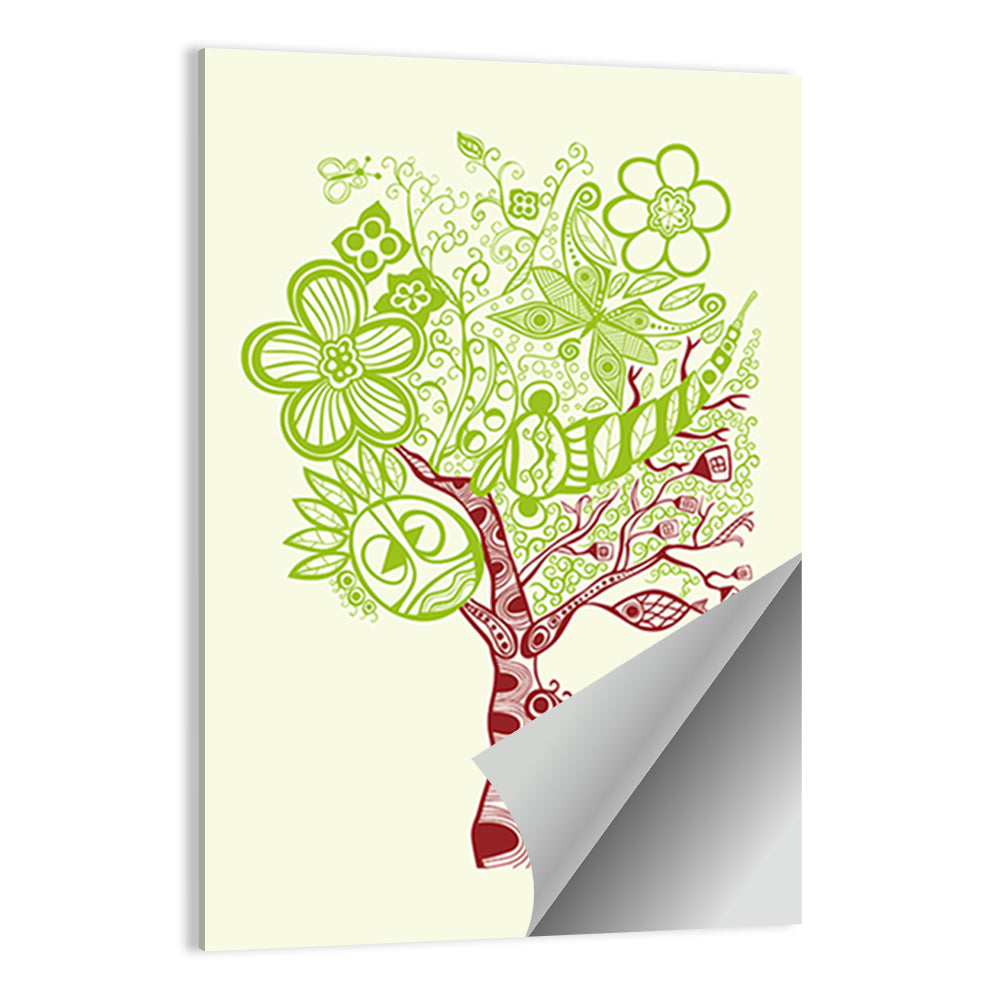 Surreal Tree with Sun Face Wall Art