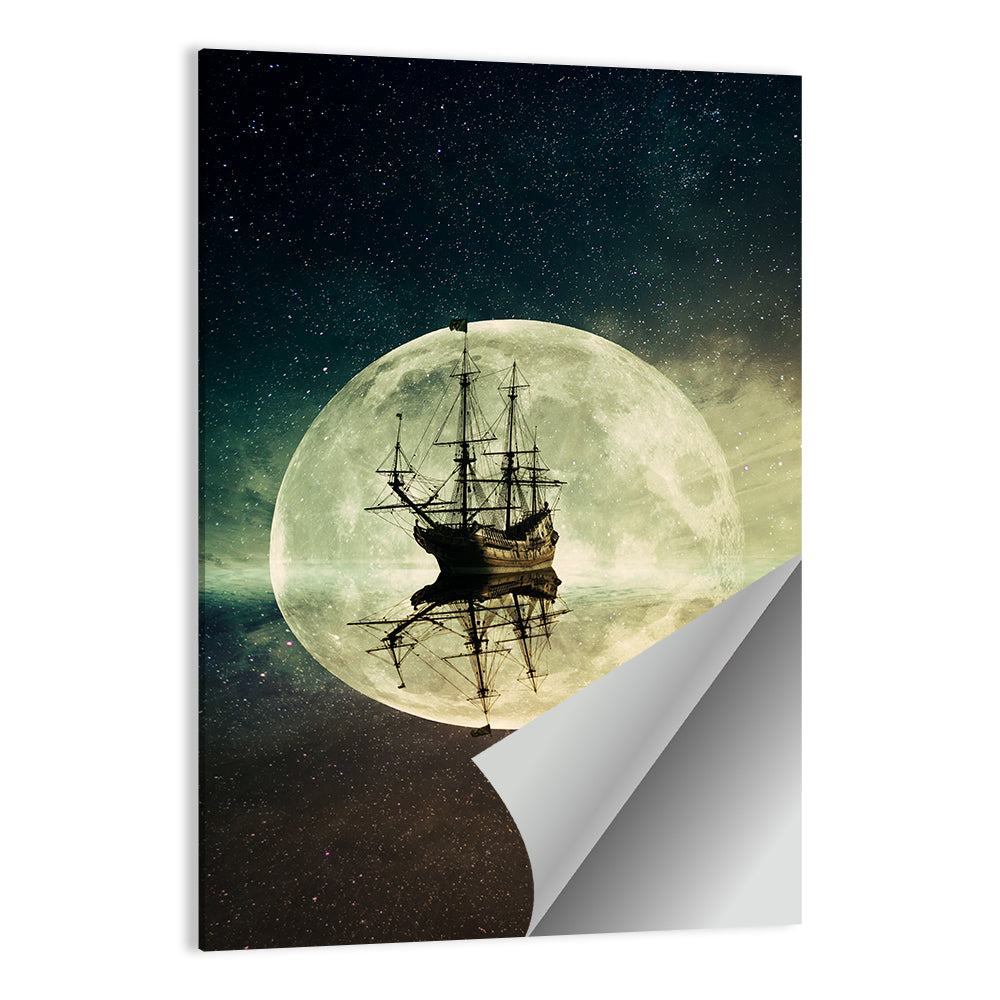 Moonlit Floating Ship Wall Art