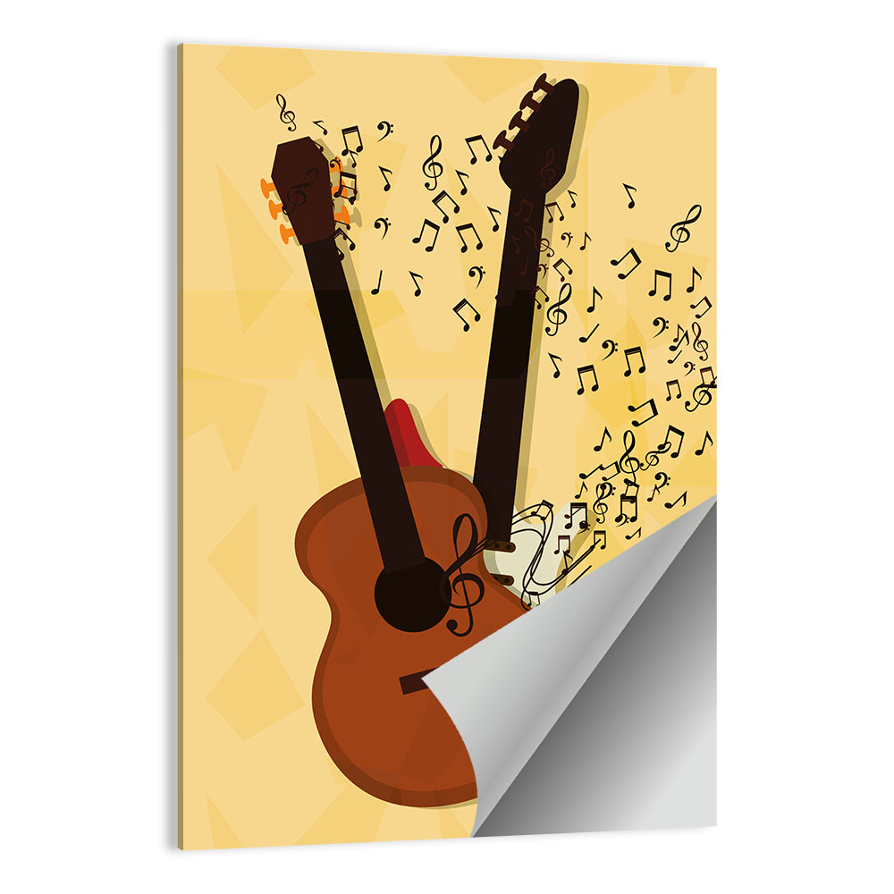 Twin Neck Guitar Illustration Wall Art