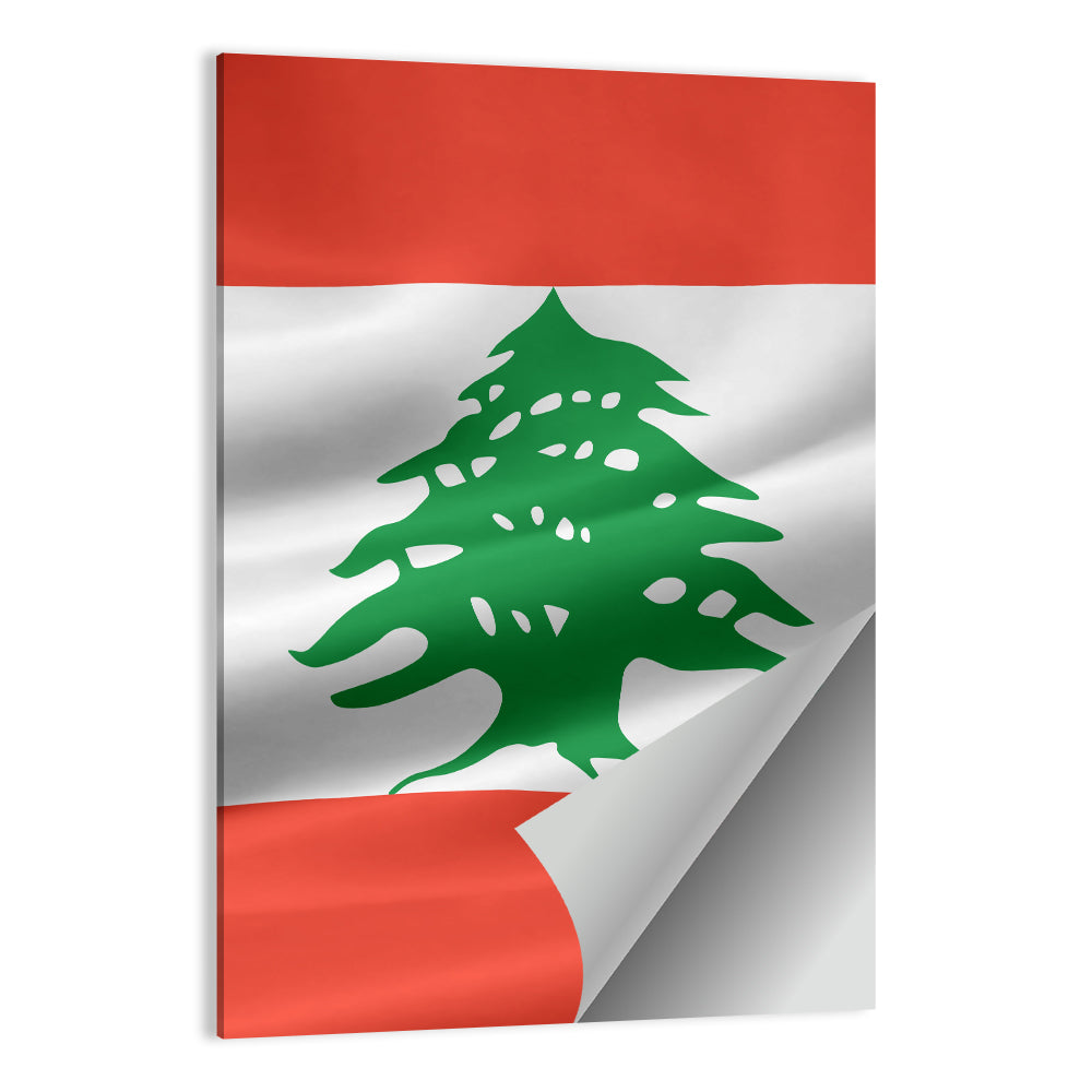 Lebanon Flag with Cedar Emblem Wall Art