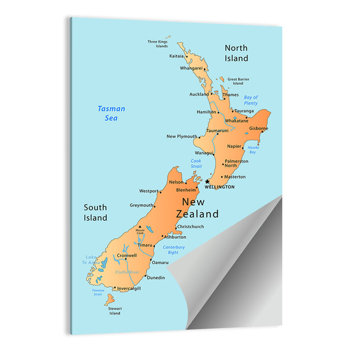 New Zealand Cartographic Map Wall Art as a poster print