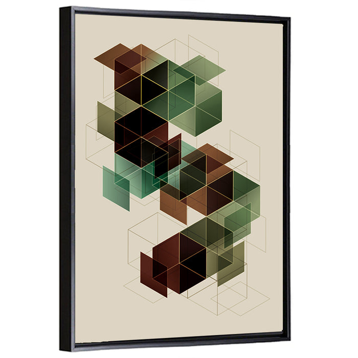 Floating Translucent Cubes Wall Art as a framed canvas