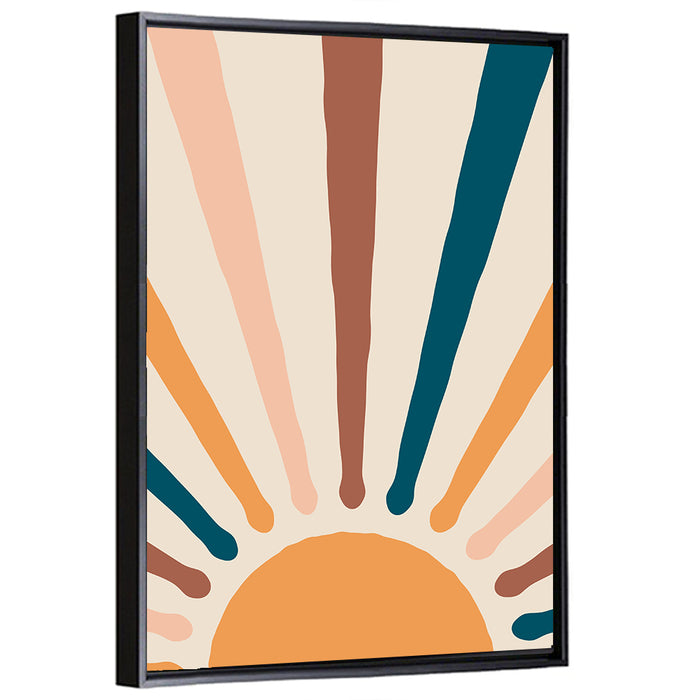 Boho Sun Rays Wall Art as a framed canvas