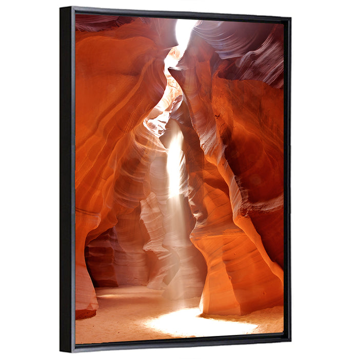 Upper Antelope Canyon Light Beam Wall Art as a framed canvas